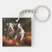 American Staffordshire Puppy Herfst Verrukking Sleutelhanger (Achterkant)