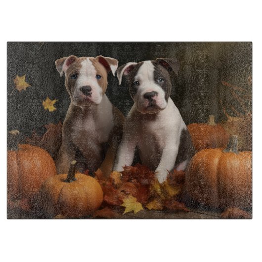American Staffordshire Puppy Herfst Verrukking Snijplank (Voorkant)