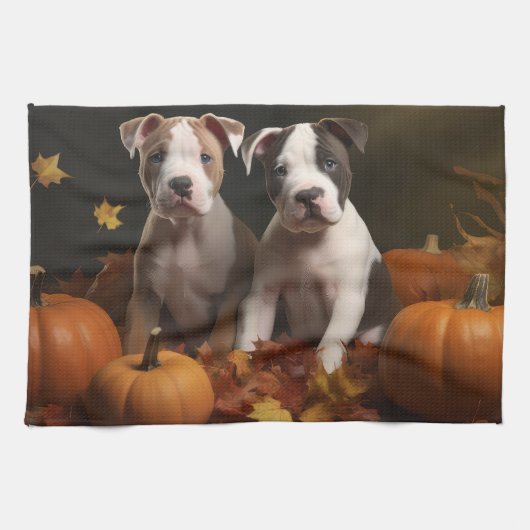 American Staffordshire Puppy Herfst Verrukking Theedoek (Horizontaal)
