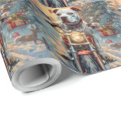 American Staffordshire Riding Motorcycle Kerstmis Cadeaupapier (Rol Hoek)