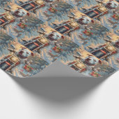 American Staffordshire Riding Motorcycle Kerstmis Cadeaupapier (Hoek)