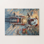 American Staffordshire Riding Motorcycle Kerstmis Legpuzzel (Horizontaal)