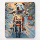 American Staffordshire Riding Motorcycle Kerstmis Muismat (Voorkant)