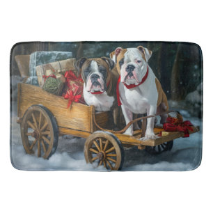 American Staffordshire Sneeuwslee Kerstmis Badmat