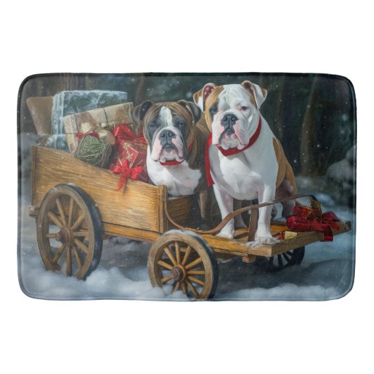 American Staffordshire Sneeuwslee Kerstmis Badmat (Voorkant)