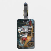 American Staffordshire Sneeuwslee Kerstmis Bagagelabel (Achterkant verticaal)