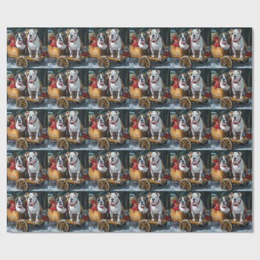 American Staffordshire Sneeuwslee Kerstmis Cadeaupapier (Vlak)