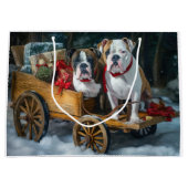 American Staffordshire Sneeuwslee Kerstmis Groot Cadeauzakje (Voorkant)