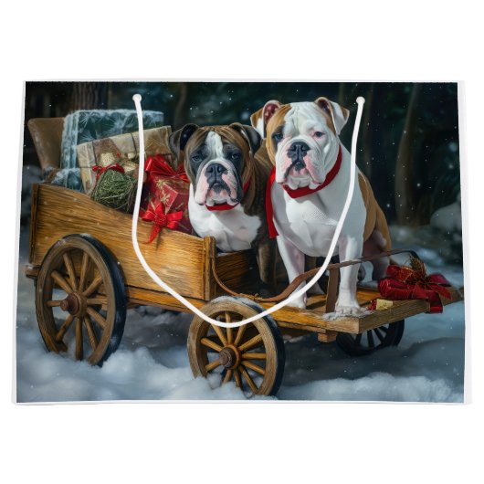 American Staffordshire Sneeuwslee Kerstmis Groot Cadeauzakje (Voorkant)