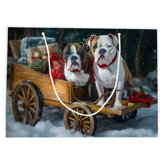 American Staffordshire Sneeuwslee Kerstmis Groot Cadeauzakje (Achterkant)