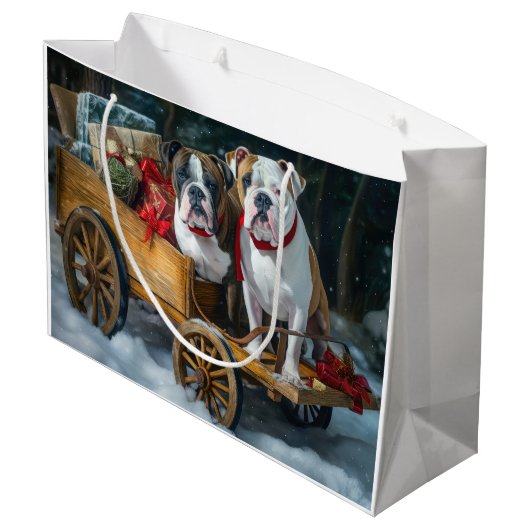 American Staffordshire Sneeuwslee Kerstmis Groot Cadeauzakje (Achterkant Gekanteld)