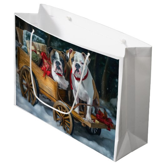 American Staffordshire Sneeuwslee Kerstmis Groot Cadeauzakje (Voorkant Gekanteld)