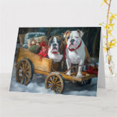 American Staffordshire Sneeuwslee Kerstmis Kaart (Gele Bloem)