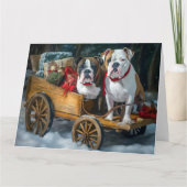 American Staffordshire Sneeuwslee Kerstmis Kaart (Voorkant)