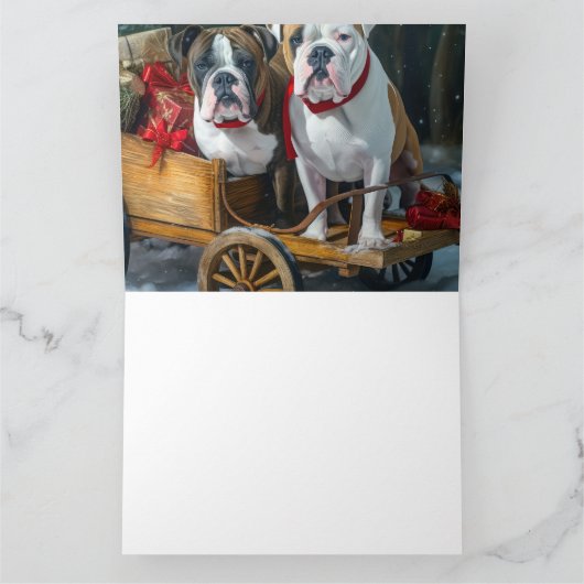 American Staffordshire Sneeuwslee Kerstmis Kaart (Binnen)