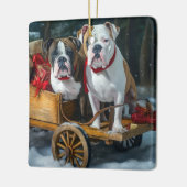 American Staffordshire Sneeuwslee Kerstmis Keramisch Ornament (Links)