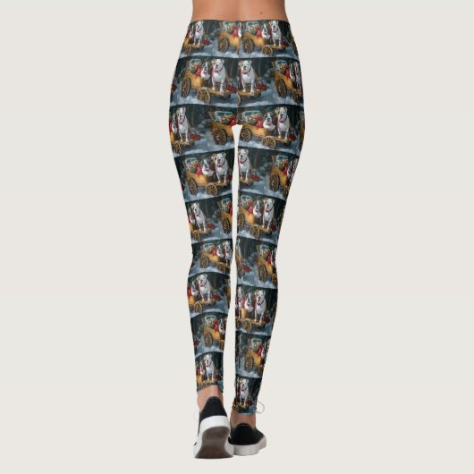 American Staffordshire Sneeuwslee Kerstmis Leggings (Achterkant)