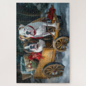 American Staffordshire Sneeuwslee Kerstmis Legpuzzel (Verticaal)