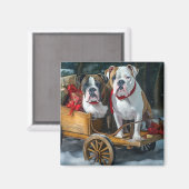 American Staffordshire Sneeuwslee Kerstmis Magneet (Voorkant / Achterkant)