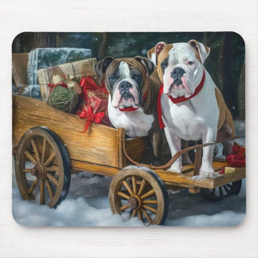 American Staffordshire Sneeuwslee Kerstmis Muismat (Voorkant)