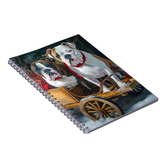 American Staffordshire Sneeuwslee Kerstmis Notitieboek (Rechterzijde)