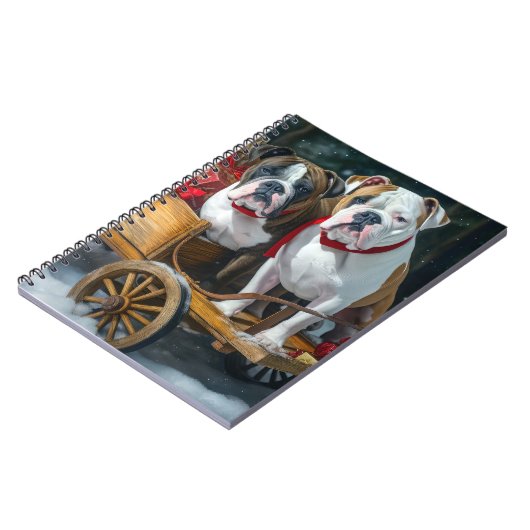 American Staffordshire Sneeuwslee Kerstmis Notitieboek (Linkerzijde)