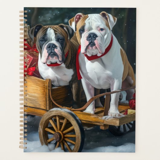 American Staffordshire Sneeuwslee Kerstmis Planner (Voorkant)