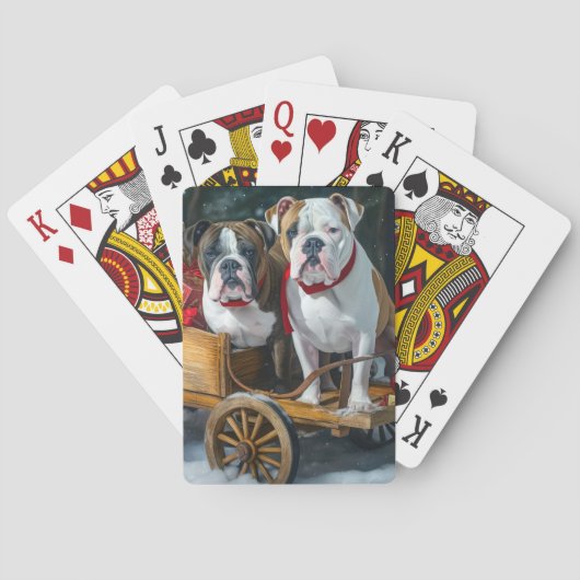 American Staffordshire Sneeuwslee Kerstmis Pokerkaarten (Achterkant)