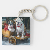 American Staffordshire Sneeuwslee Kerstmis Sleutelhanger (Achterkant)
