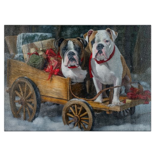 American Staffordshire Sneeuwslee Kerstmis Snijplank (Voorkant)
