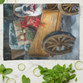 American Staffordshire Sneeuwslee Kerstmis Theedoek (Gevouwen)