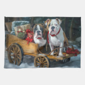 American Staffordshire Sneeuwslee Kerstmis Theedoek (Horizontaal)