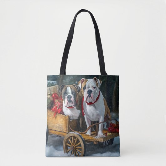 American Staffordshire Sneeuwslee Kerstmis Tote Bag (Voorkant)