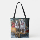 American Staffordshire Sneeuwslee Kerstmis Tote Bag (Achterkant)