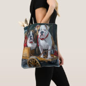American Staffordshire Sneeuwslee Kerstmis Tote Bag (Dichtbij)