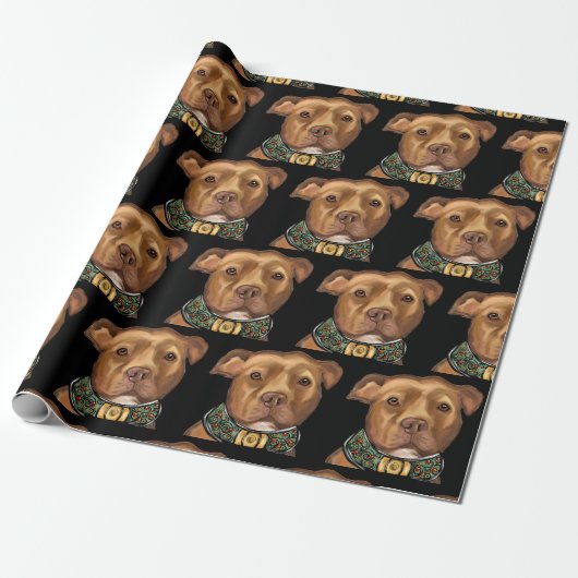 AMERICAN STAFFORDSHIRE TERRIËR CADEAUPAPIER (Uitgerold)
