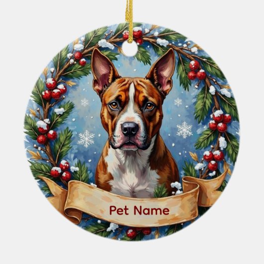 American Staffordshire Terrier Christmas Keramisch Ornament (Achterkant)