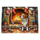 American Staffordshire Terrier Christmas Lights Groot Cadeauzakje (Voorkant)