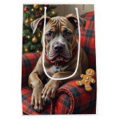 American Staffordshire Terrier Cozy Christmas Medium Cadeauzakje (Achterkant)