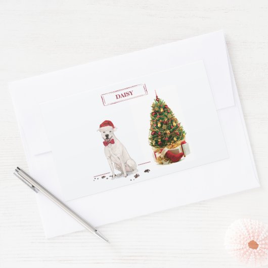 American Staffordshire Terrier Funny Kersthond Rechthoekige Sticker (Envelop)