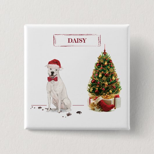 American Staffordshire Terrier Funny Kersthond Vierkante Button 5,1 Cm (Voorkant)