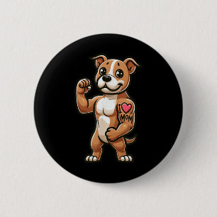 American Staffordshire Terrier Ik Hou Mam Grappig Ronde Button 5,7 Cm