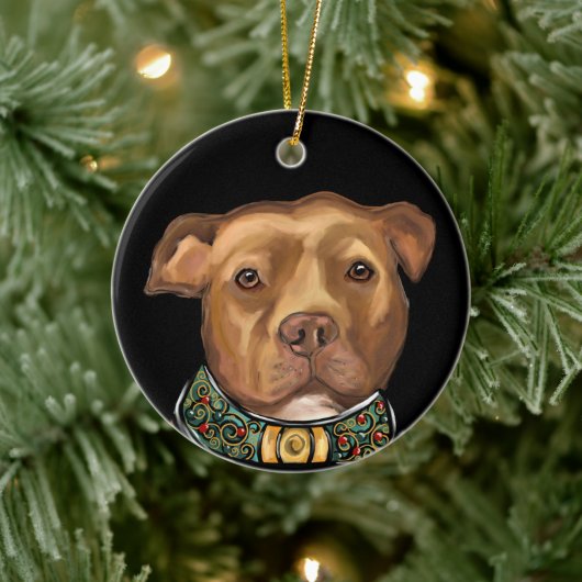 AMERICAN STAFFORDSHIRE TERRIËR KERAMISCH ORNAMENT (Boom)