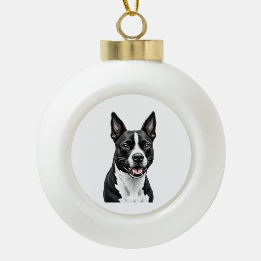 American Staffordshire Terrier Keramische Bal Ornament (Voorkant)