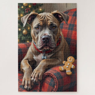 American Staffordshire Terrier Kerst Cozy Legpuzzel