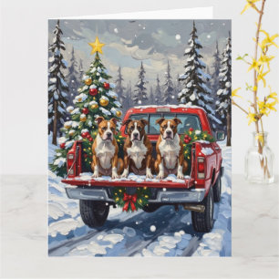 American Staffordshire Terrier Kerst Rode Truck Kaart