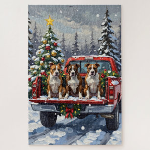 American Staffordshire Terrier Kerst Rode Truck Legpuzzel