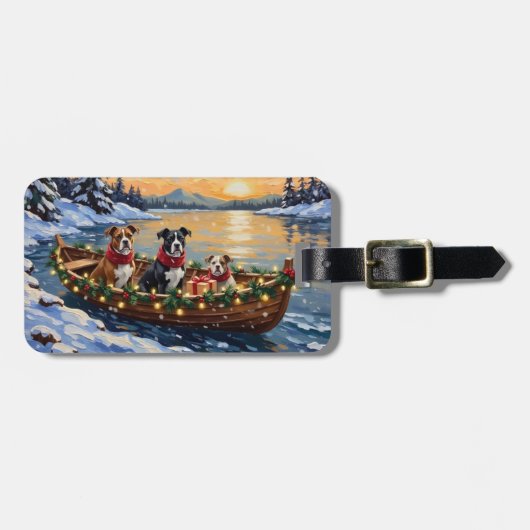 American Staffordshire Terrier Kerstboot Bagagelabel (Voorkant horizontaal)