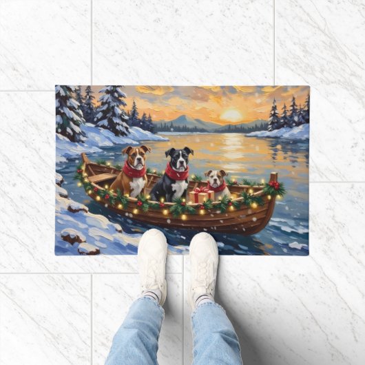 American Staffordshire Terrier Kerstboot Deurmat (Binnen)
