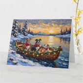 American Staffordshire Terrier Kerstboot Kaart (Gele Bloem)